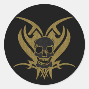 PEGATINA REDONDA TRIBAL SKULL