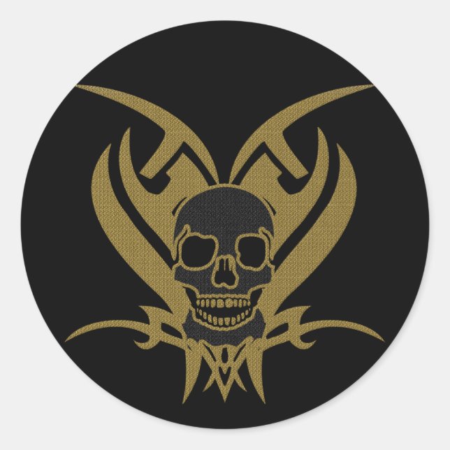 PEGATINA REDONDA TRIBAL SKULL (Anverso)