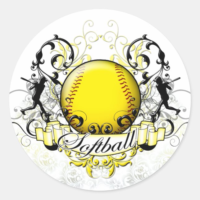 Pegatina Redonda Tribal Softball (Anverso)