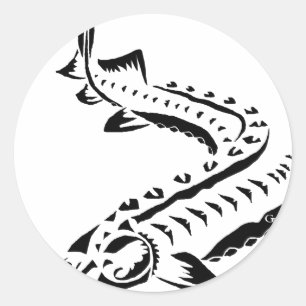 Pegatina Redonda Tribal Sturgeon - Huso Beluga