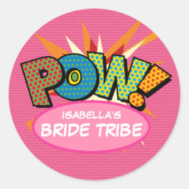 Pegatina Redonda Tribu de la Novia Rosa Diversión Moderno Cómic