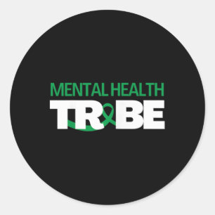 Pegatina Redonda Tribu de salud mental Sensibilización sobre salud