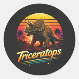 Pegatina Redonda Triceratops
