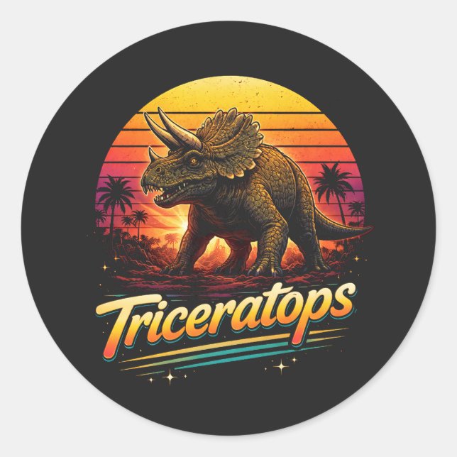 Pegatina Redonda Triceratops (Anverso)