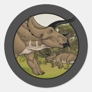 Pegatina Redonda Triceratops #2