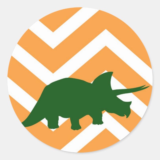 Pegatina Redonda Triceratops en zigzag chevron - Amarillo (Anverso)
