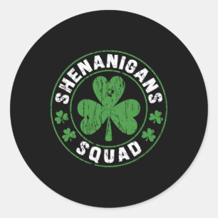 Pegatina Redonda Triche Squad Shamrocks Irlandés Divertido St Patri