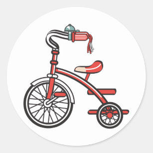 Pegatina Redonda triciclo retro