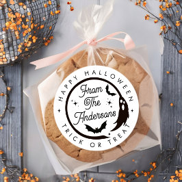 Pegatina Redonda Trick de Feliz Halloween o travesía ghost