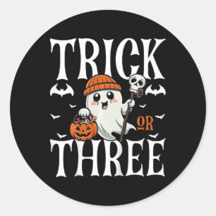 Pegatina Redonda Trick Infantil O Tres Calabazas De Halloween 3B