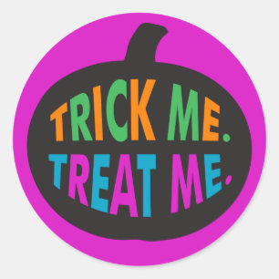 Pegatina Redonda Trick me trata, Halloween multicolor