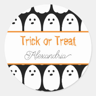 Pegatina Redonda Trick o tratamiento personalizado de los fantasmas