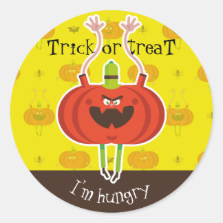 Pegatina Redonda Trick o tratar que tengo hambre