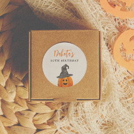 Pegatina Redonda Trick o Treat Halloween Calabaza Favor de cumpleañ