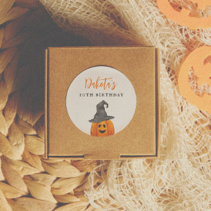 Pegatina Redonda Trick o Treat Halloween Calabaza Favor de cumpleañ