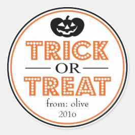 Pegatina Redonda Trick O Treat Jack O Lantern (Negro / Naranja)