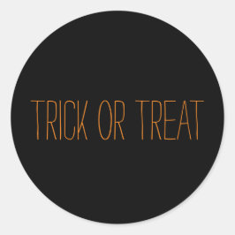 Pegatina Redonda Trick o Trek Black & naranja Spooky Halloween