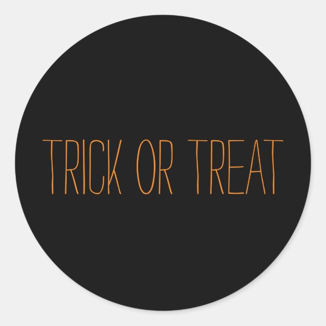 Pegatina Redonda Trick o Trek Black & naranja Spooky Halloween (Anverso)