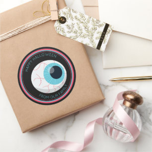 Pegatina Redonda Trick o Trek Halloween espeluznante y espeluznante