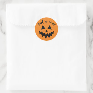 Pegatina Redonda Trick o Trek Jack O Lantern Naranja Halloween