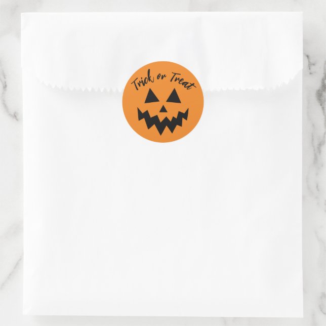 Pegatina Redonda Trick o Trek Jack O Lantern Naranja Halloween (Bolso)
