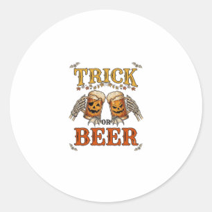 Pegatina Redonda Trick Or Beer Halloween Taza De Calabaza Manos De 