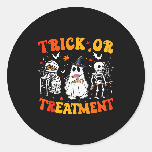 Pegatina Redonda Trick Or Pt Physical Therapy Therast Halloween  (Anverso)