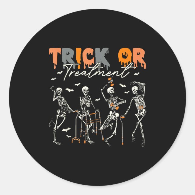 Pegatina Redonda Trick Or Pt Physical Therapy Therast Halloween  (Anverso)