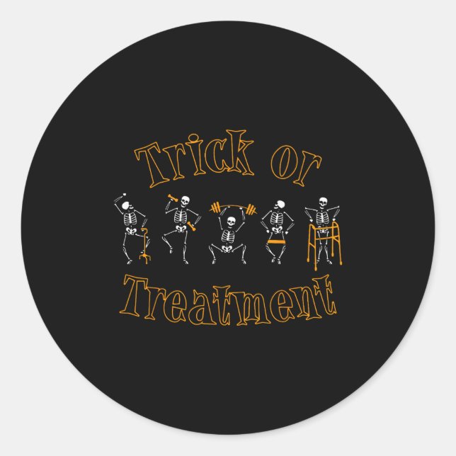 Pegatina Redonda Trick Or Pt Physical Therapy Therast Halloween  (Anverso)