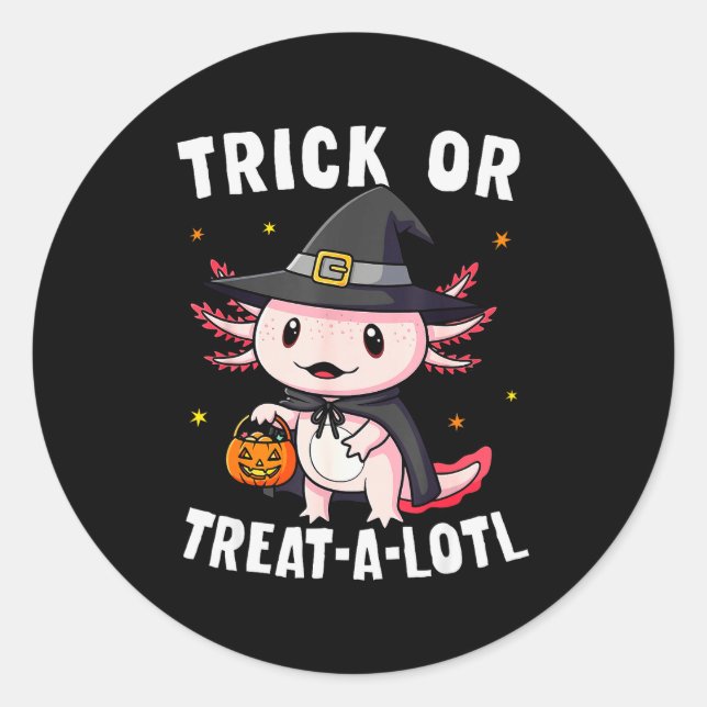 Pegatina Redonda Trick Or Treat A Lotl Axolotl Halloween Costume Wi (Anverso)