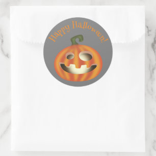 Pegatina Redonda Trick or treat calabaza de Halloween 