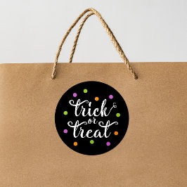Pegatina Redonda Trick or Treat Confeti Colorido Halloween