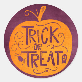 Pegatina Redonda Trick or Treat Halloween Calabaza