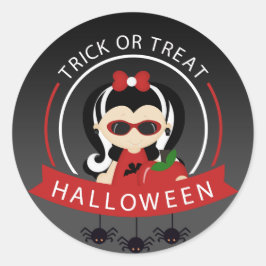 Pegatina Redonda Trick or Treat Halloween Vampiresa