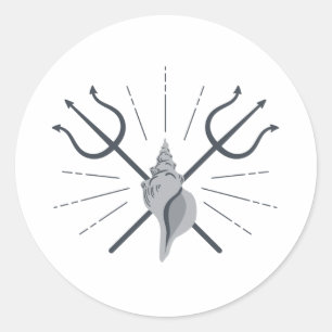 Pegatina Redonda Tridente Poseidon