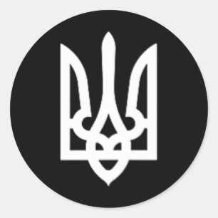 Pegatina Redonda Tridente Ucraniano Volodymyr Zelensky Presidente D
