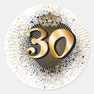 Pegatina Redonda trigésimo Cumpleaños o aniversario