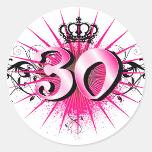 Pegatina Redonda trigésimo Cumpleaños o aniversario