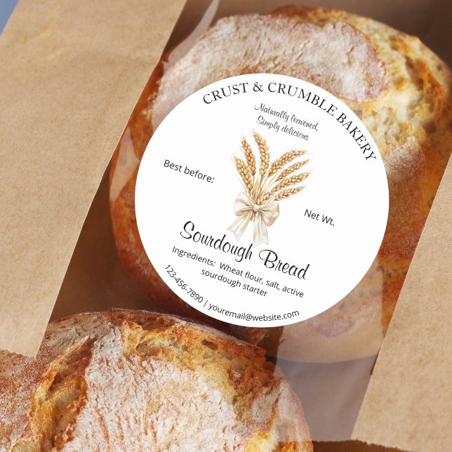 Pegatina Redonda Trigo Sourdough Ingredientes para el pan (Subido por el creador)