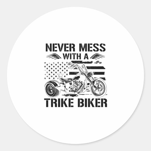 Pegatina Redonda Trike Sayings | Triker Trikes Biker Biking Gifts (Anverso)