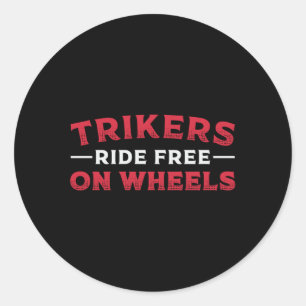 Pegatina Redonda Triker Trikers Monta Libre En Ruedas Motor Trike