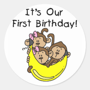 Pegatina Redonda Trillizos 1 - Dos Chicas camisetas y regalos de un