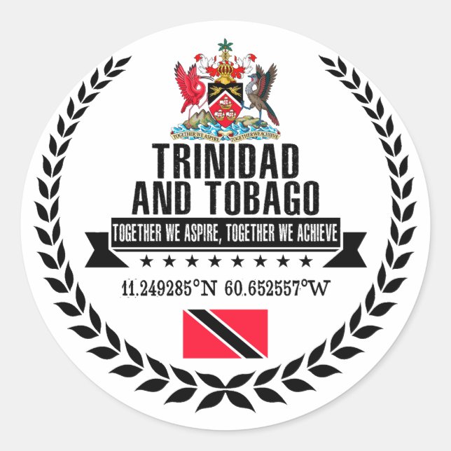 Pegatina Redonda Trinidad y Tabago (Anverso)
