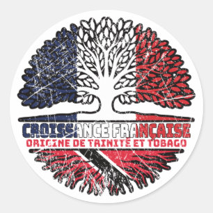 Pegatina Redonda Trinidad y Tobago: Árbol francés de origen bandera
