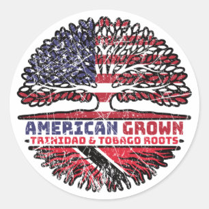 Pegatina Redonda Trinidad y Tobago Estados Unidos Estados Unidos de