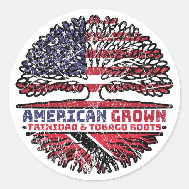Pegatina Redonda Trinidad y Tobago Estados Unidos Estados Unidos de (Anverso)