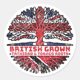 Pegatina Redonda Trinidad y Tobago Reino Unido Árbol británico