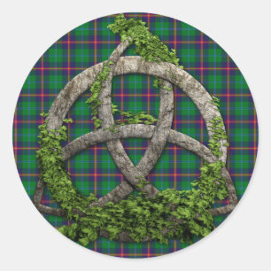 Pegatina Redonda Trinity Celtic Knot Y Clan Young Tartan