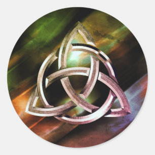 Pegatina Redonda Trinity Knot Celtic Blue Purpurina Metalizado cósm