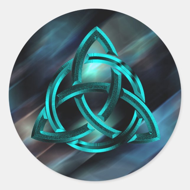 Pegatina Redonda Trinity Knot Purpurina Metalizado azul celta (Anverso)
